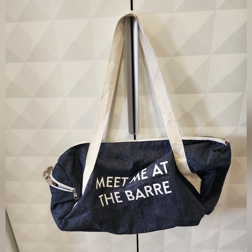 Denim Tote Bag with White Straps